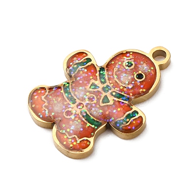 Christmas 304 Stainless Steel Enamel Pendants LS-STAS-B112-02G-05-1
