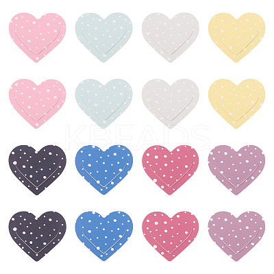 16Pcs 8 Colors PU Imitation Leather Heart Bookmarks AJEW-TA0002-61-1