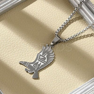 201 Stainless Steel Eagle Pendant Necklaces NJEW-H055-06P-1