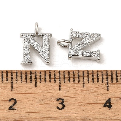 Initial Letter Brass Micro Pave Cubic Zirconia Pendants ZIRC-F008-N-1