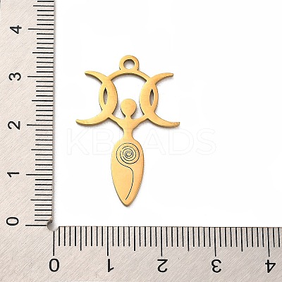 304 Stainless Steel Pendants STAS-D050-03G-1