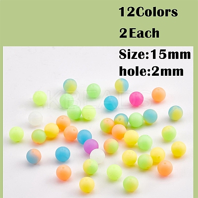24Pcs 12 Colors Round Luminous Silicone Beads JX328A-01-1