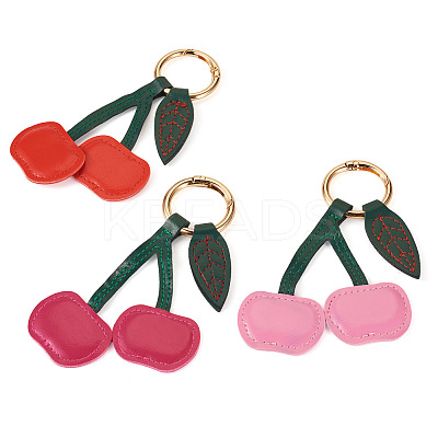 3Pcs 3 Colors PU Leather Alloy Keychains KEYC-TA0001-42-1