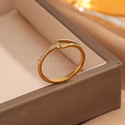 304 Stainless Steel Micro Pave Clear Cubic Zirconia Finger Rings FS-WG74BF6-02-1
