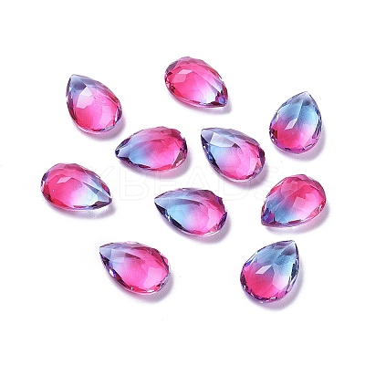 Two Tone Transparent Glass Rhinestone Cabochons EGLA-L022A-02-1