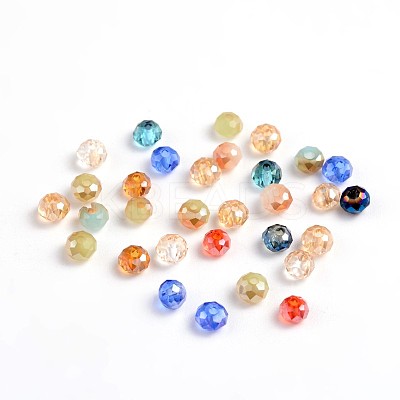 Faceted Rondelle Electroplate Glass Beads Strands EGLA-X0003-3x2mm-1
