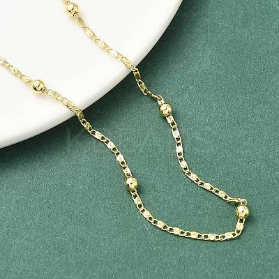 3.5MM Round Ball Brass Oval Link Chain Necklaces for Women LS-NJEW-K271-18G-1