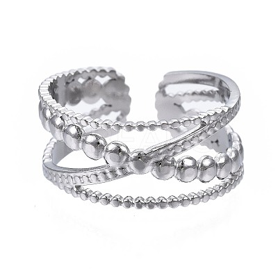 Non-Tarnish 304 Stainless Steel Criss Cross Open Cuff Ring LS-RJEW-T023-23P-1
