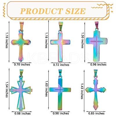 6Pcs 6 Style Ion Plating(IP) 304 Stainless Steel Pendants STAS-SZ0002-04-1