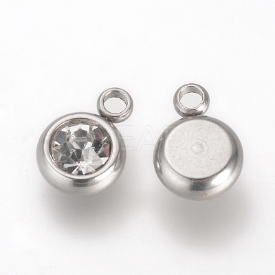 201 Stainless Steel Rhinestone Charms STAS-S068-04-1