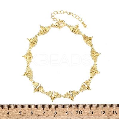 Brass Micro Pave Clear Cubic Zirconia Link Chain Bracelets for Women BJEW-A090-10B-G-1