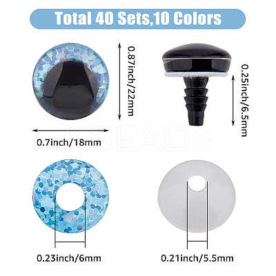 40 Sets 10 Colors Plastic Doll Craft Eyes DIY-FH0006-70-1