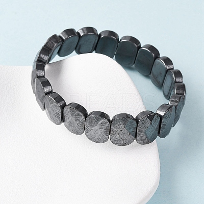 Oval Non-magnetic Synthetic Hematite Beads Stretch Bracelets for Unisex BJEW-Z149-05A-1