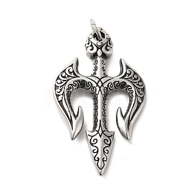 304 Stainless Steel Big Pendants STAS-D091-01AS-1