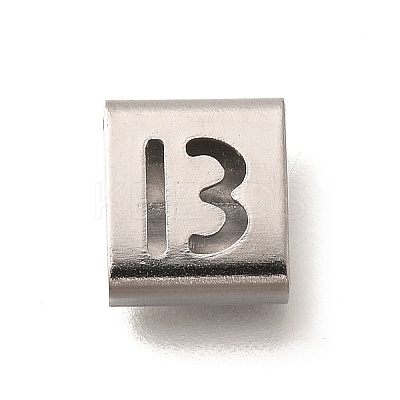 Letter Style 304 Stainless Steel Square Slide Charms STAS-L132-12B-1