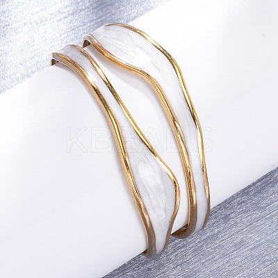 304 Stainless Steel Enamel Bangles for Women BJEW-D306-04G-1