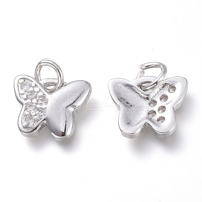 Brass Micro Pave Clear Cubic Zirconia Pendants KK-P188-Q01-P-1