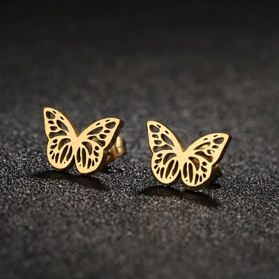 304 Stainless Steel Stud Earrings with 316 Surgical Stainless Steel Pins PW-WG57925-01-1