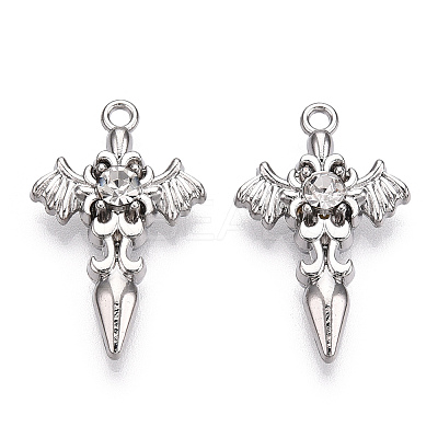 Alloy with Rhinestone Pendants X-PALLOY-N176-12P-NR-1