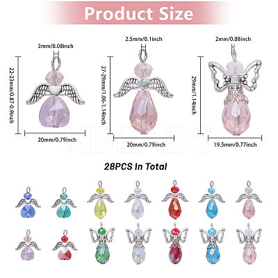 28Pcs 14 Style Electroplate Glass Pendants FIND-CA0007-83-1