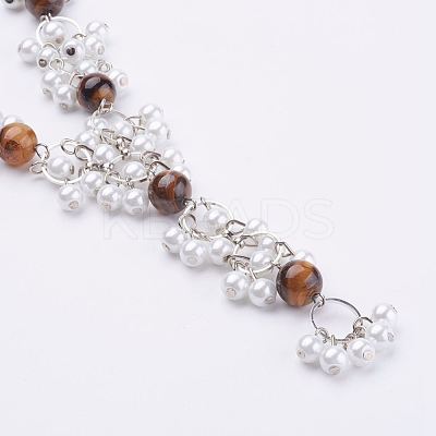 Natural Tiger Eye Beaded Necklaces NJEW-JN01888-02-1