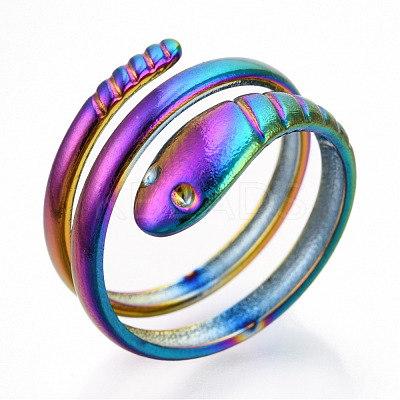 304 Stainless Steel Snake Twist Rings RJEW-N038-114M-1