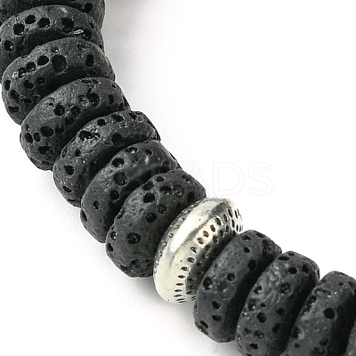 Dyed Natural Lava Rock Flat Round Beaded Stretch Bracelets for Women BJEW-JB09715-02-1
