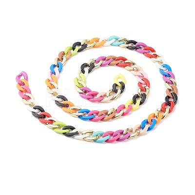 Handmade Opaque Spray Painted Acrylic & CCB Plastic Curb Chains AJEW-J034-05-1