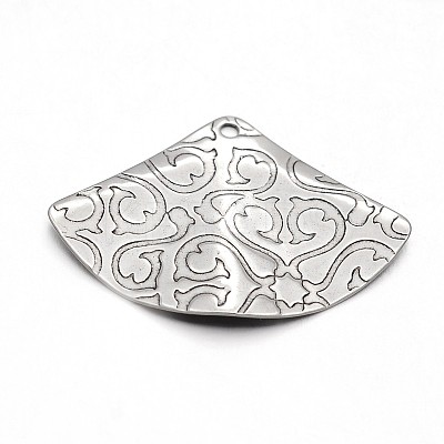 Tarnish Resistant Carved 304 Stainless Steel Fan Pendants LS-X-STAS-N073-10-1