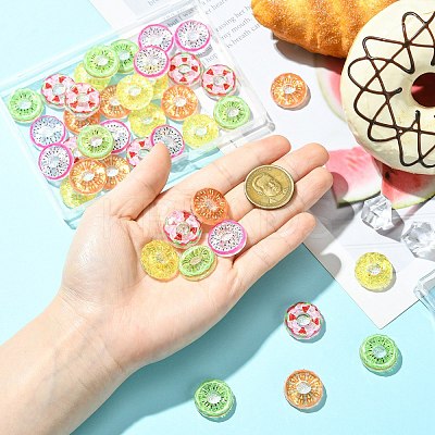 40Pcs 5 Colors Fruit Transparent Resin Cabochons CRES-CJ0001-85-1