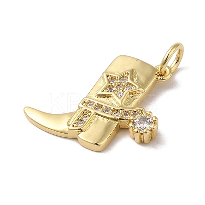 Rack Plating Brass Micro Pave Clear Cubic Zirconia Pendants KK-B092-34G-1
