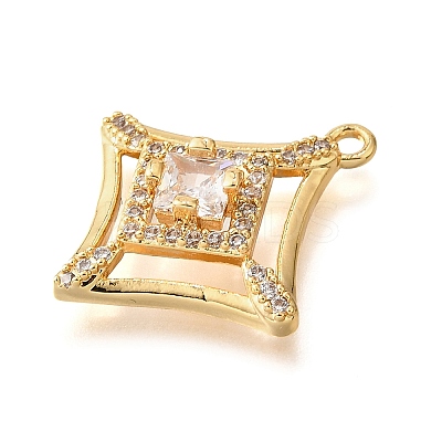 Brass Micro Pave Clear Cubic Zirconia Pendants KK-U065-18G-1