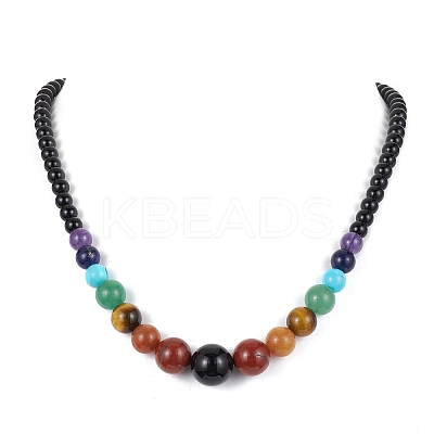 Natural Mixed Gemstone Graduated Beaded Necklace NJEW-JN04483-1