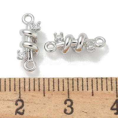 Rack Plating Brass Clear Cubic Zirconia Vortex Connector Charms KK-L224-069P-1