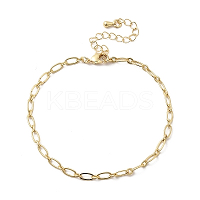 Brass Link Cable Chain Bracelet for Women BJEW-A065-02G-1