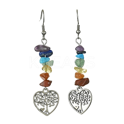 Natural & Synthetic Mixed Stone Chips Dangle Earrings EJEW-JE05390-04-1