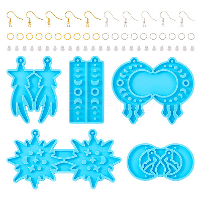 5Pcs 5 Style Moon Phase & Star Pendant Silicone Molds DIY-TA0004-98-1