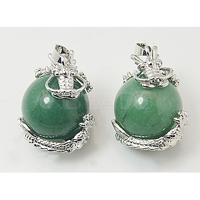 Natural Green Aventurine Pendants G-H1527-3-1
