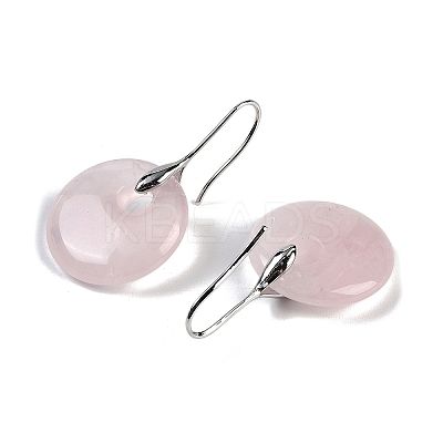 Natural Rose Quartz Dangle Earrings EJEW-C119-01P-05-1
