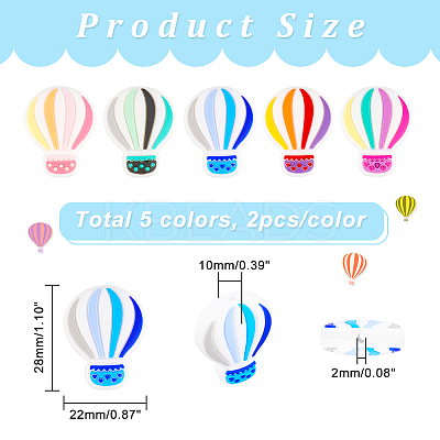 10Pcs 5 Colors Food Grade Eco-Friendly Silicone Focal Beads SIL-NB0001-11-1