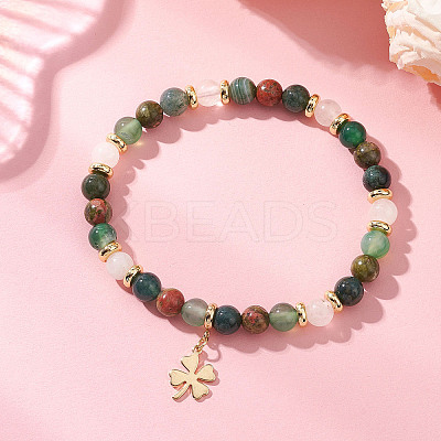 304 Stainless Steel Clover Charm Bracelets BJEW-JB12606-02-1