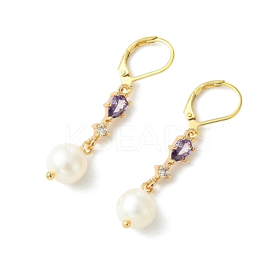 Brass Micro Pave Cubic Zirconia Leverback Earrings EJEW-JE07278-1