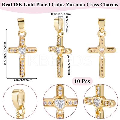 10Pcs Brass Micro Pave Cubic Zirconia Pendants KK-BBC0019-82-1