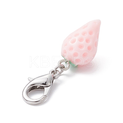 Opaque Resin Strawberry Pendant Decoration HJEW-JM01420-02-1