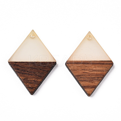 Walnut Wood & Luminous Glow in the Dark Resin Pendants RESI-N039-76-1