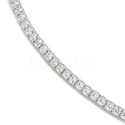Rack Plating Brass Pave Clear Cubic Zirconia Round Ball Choker Necklaces NJEW-A031-02-01P-1