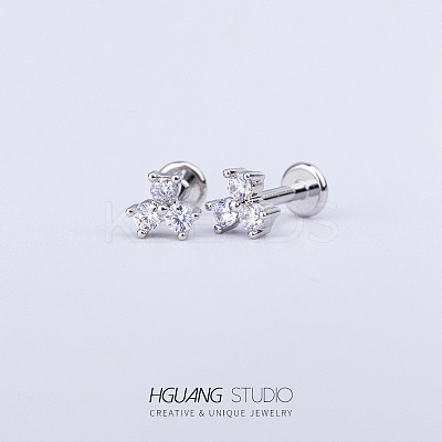 Stainless Steel Micro Pave Clear Cubic Zirconia Cartilage Earrings for Women Men WG126FA-15-1