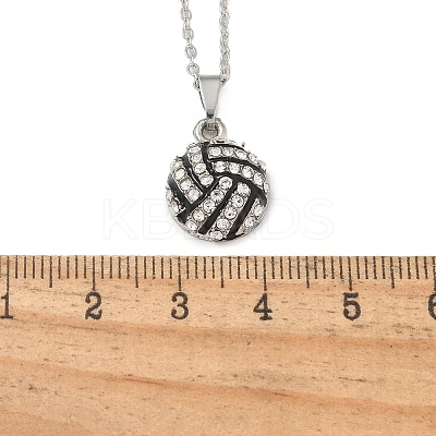 Zinc Alloy Crystal Rhinestone Sport Ball Pendant Cable Chain Necklaces LS-NJEW-U024-01P-04-1