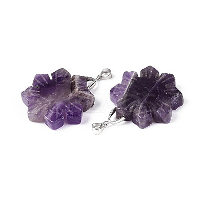 Natural Amethyst Pendants G-T144-12D-1