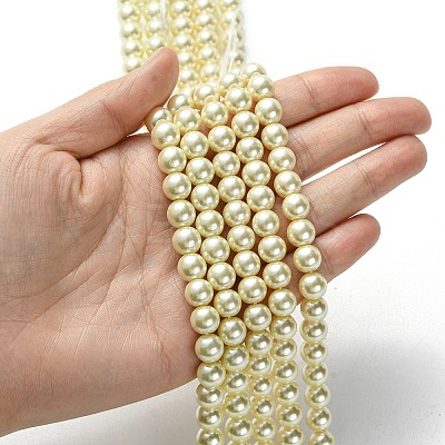 Eco-Friendly Glass Pearl Beads Strands HY-A008-8mm-RB003-1